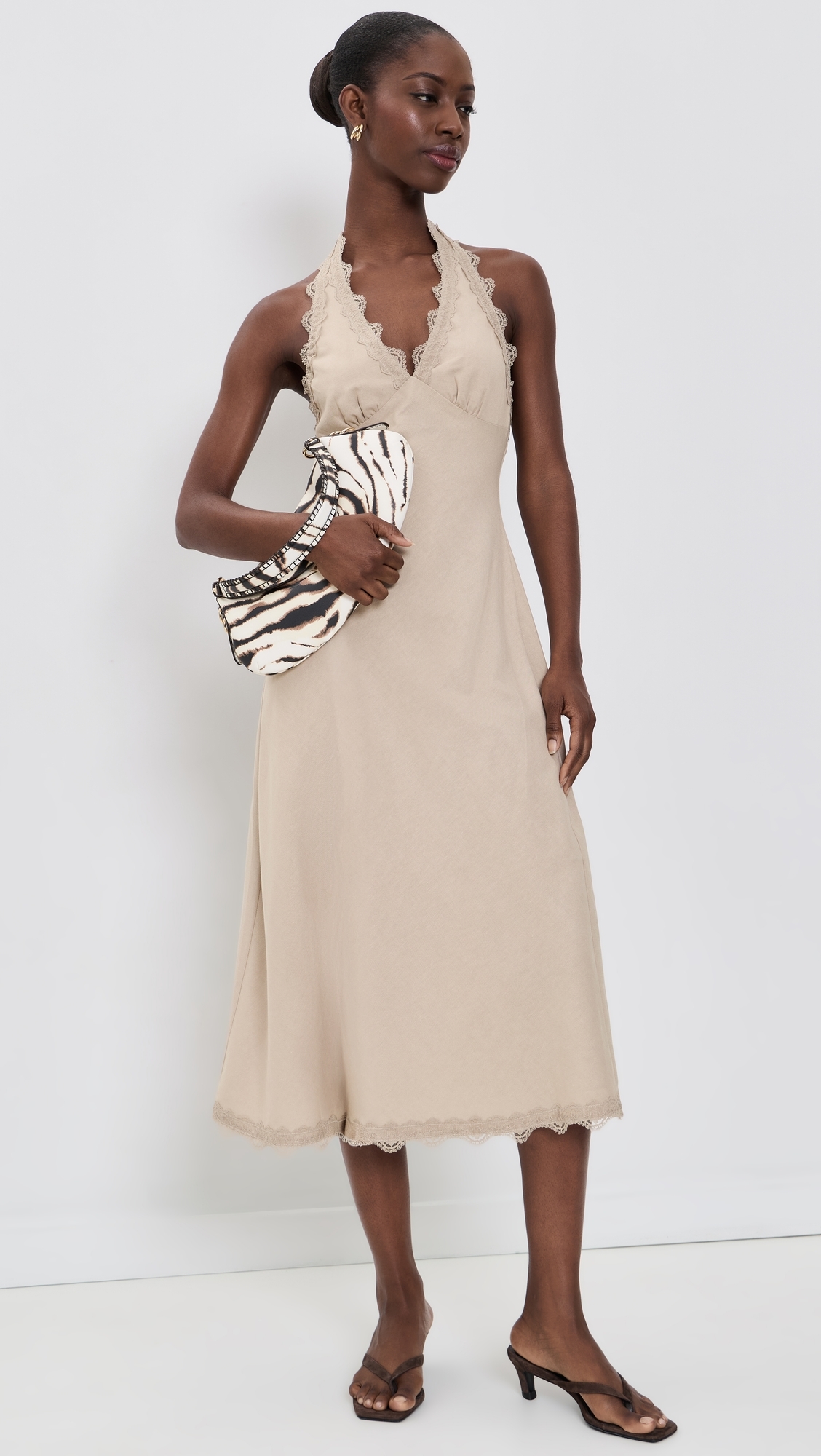Stars Align Midi Dress Beige