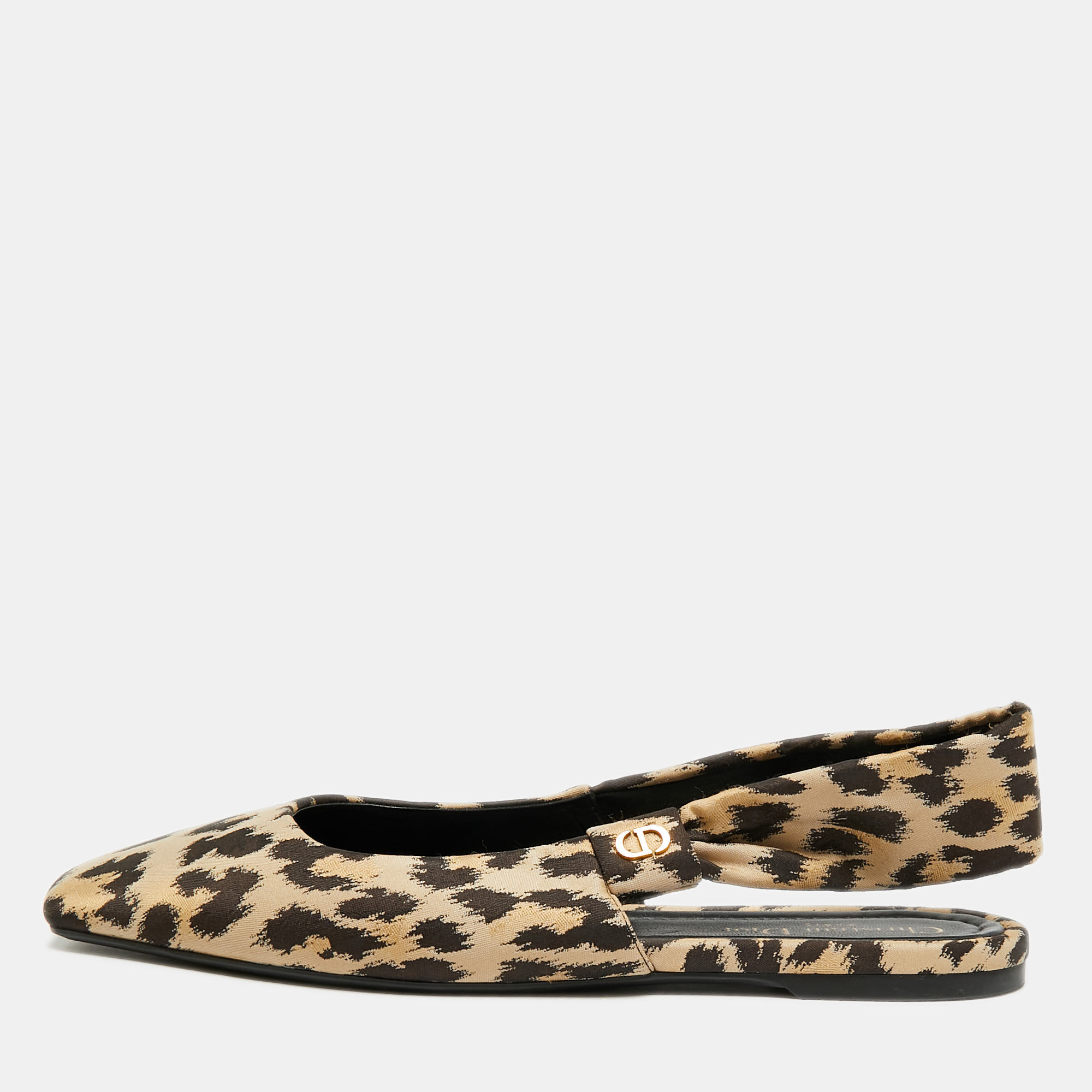 Dior J'Adior 41 Brown/Beige Fabric Slingback Flat