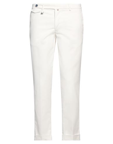 Man Pants White Size 38 Cotton, Elastane