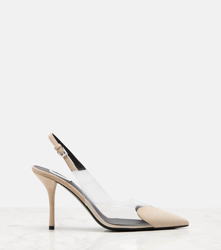 Alaïa Caur 90 suede and PVC slingback pumps