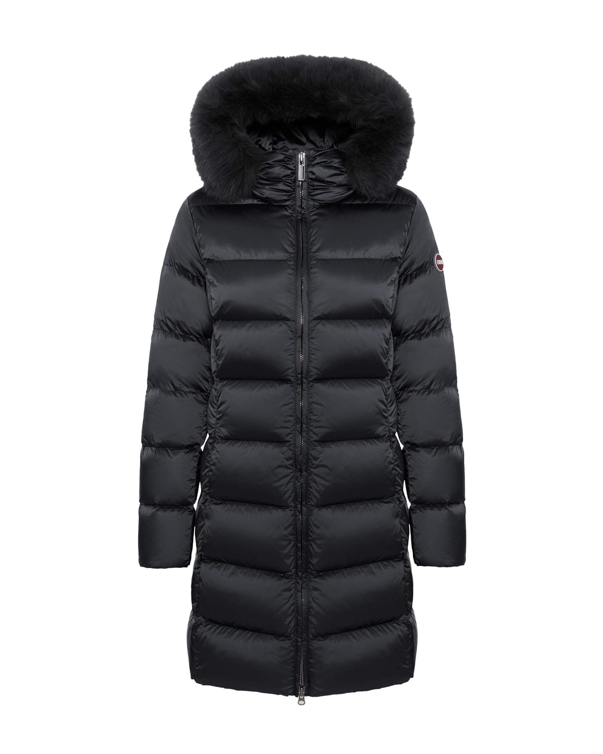 Detachable Faux-Fur Trim Down Jacket — Black