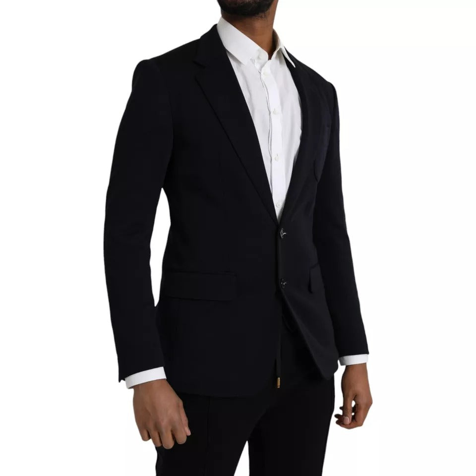 Virgin Wool Single-Breasted Blazer — Black