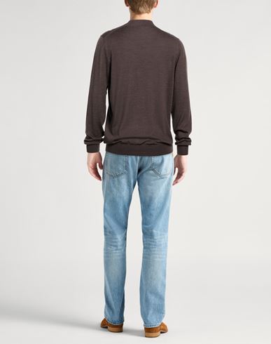 Man Sweater Dark brown Size 44 Virgin Wool