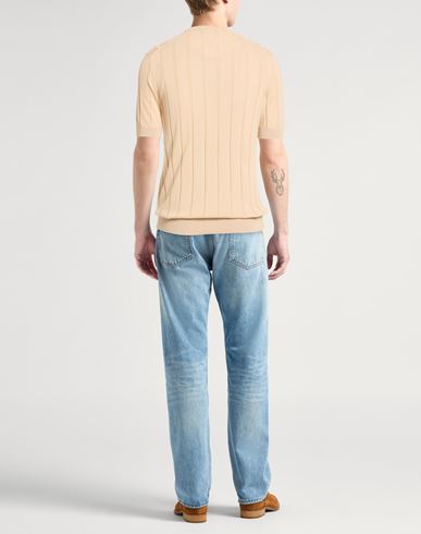 Man Sweater Sand Size 36 Cotton