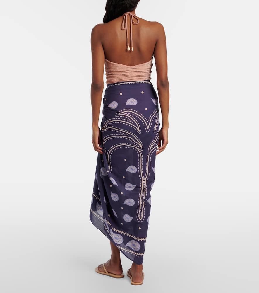 Printed cotton beach cover-up