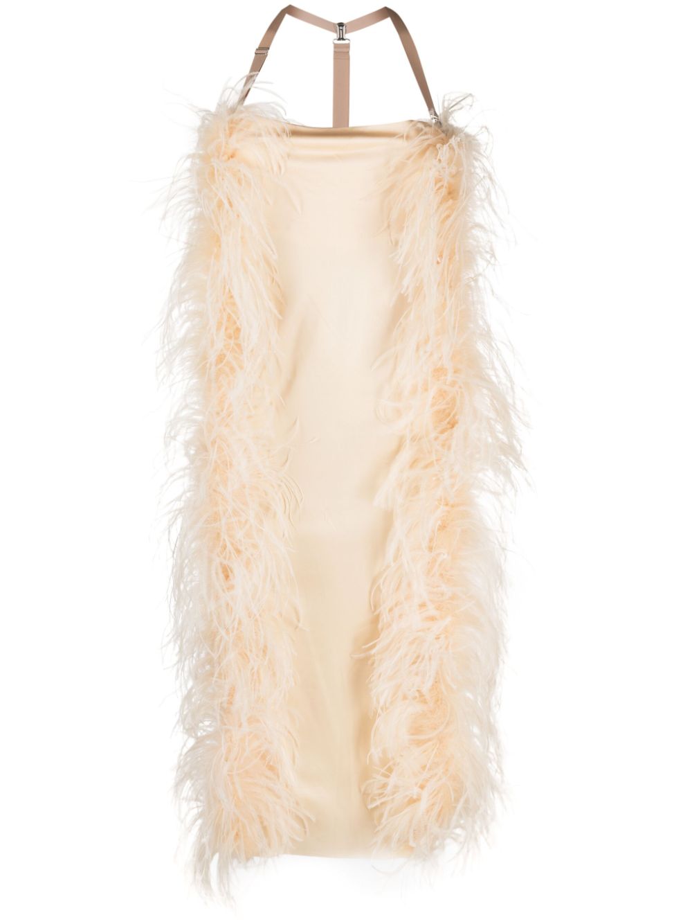 Ussita feather-trim midi dress - Neutrals