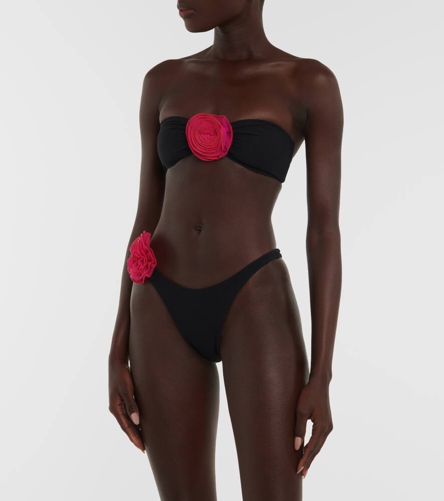 Rose applique bandeau bikini top