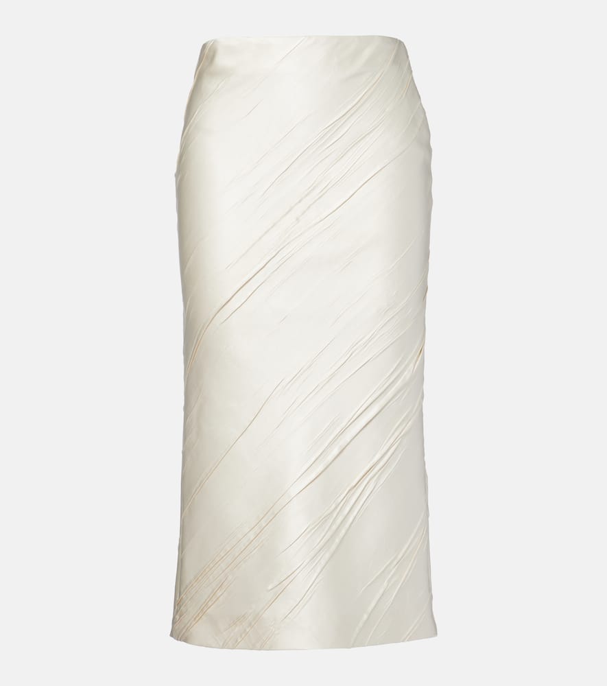 Ruta pleated satin pencil skirt