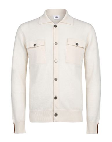 Man Cardigan Ivory Size 42 Geelong Wool