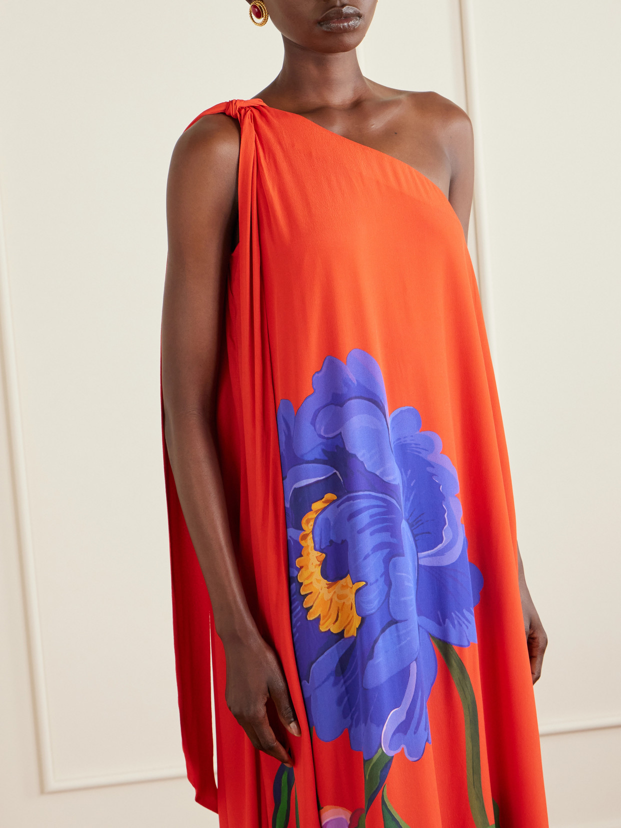 Lani Floral-print Satin-crepe Maxi Dress - Red