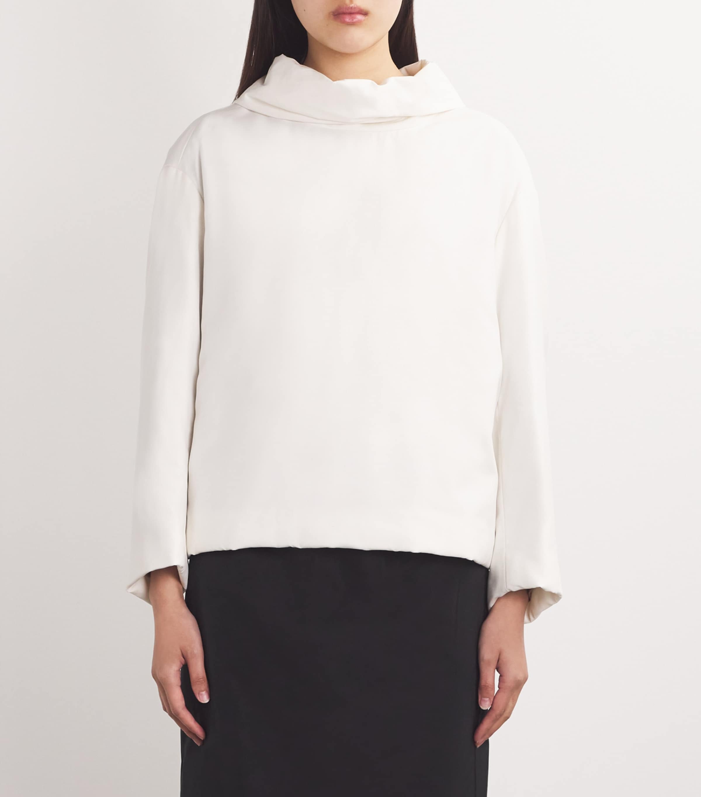 Silk Scarf-Detail Blouse