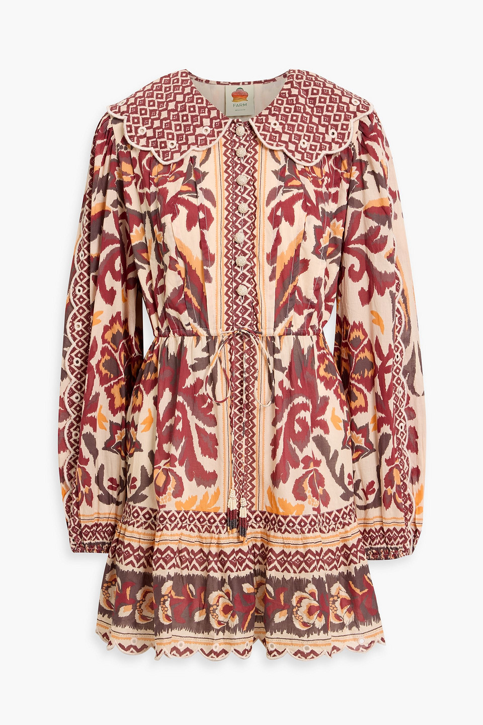 Printed cotton-voile mini dress - White - L