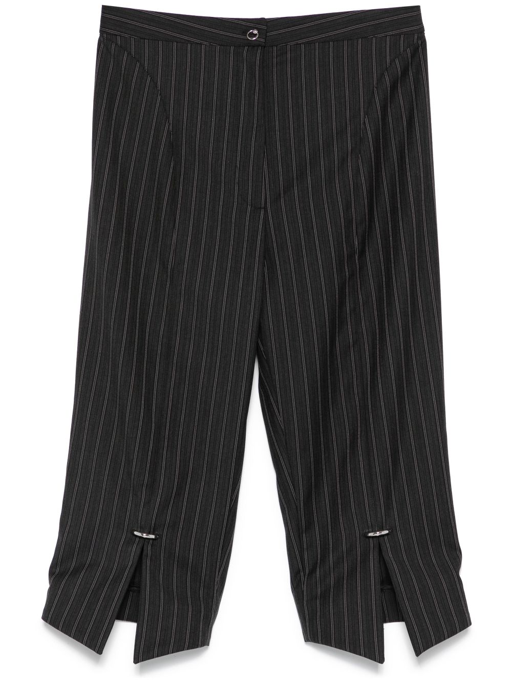 Pinstripe pierced cropped trousers - Black