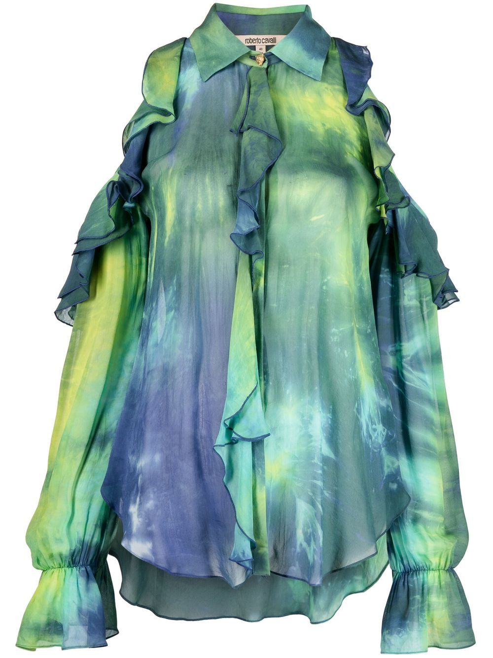 Tie-dye cold-shoulder blouse - Green