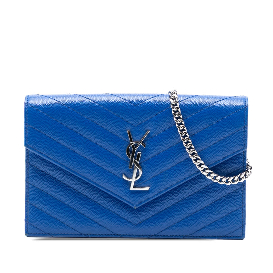 Pre-owned Grain De Poudre Chevron Monogram Envelope Chain Wallet CNC393953A.0118