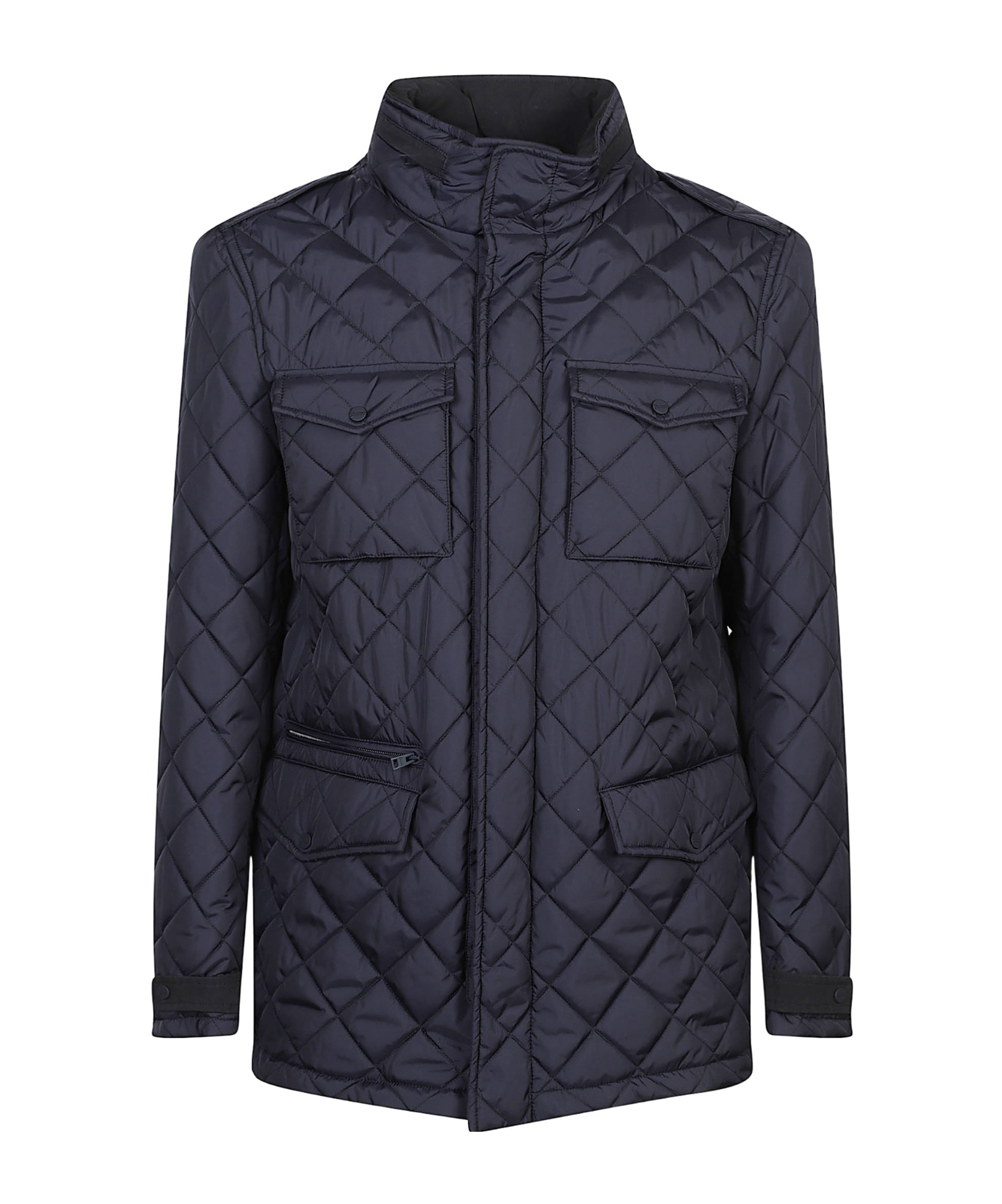 Quilted flap-pocket puffer jacket