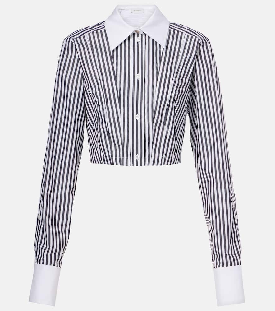 Cropped striped cotton poplin shirt