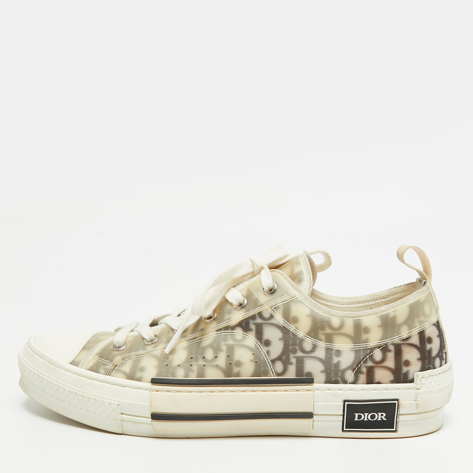 Dior B23 44 Grey/Transparent Oblique Mesh and PVC Low Top Sneaker