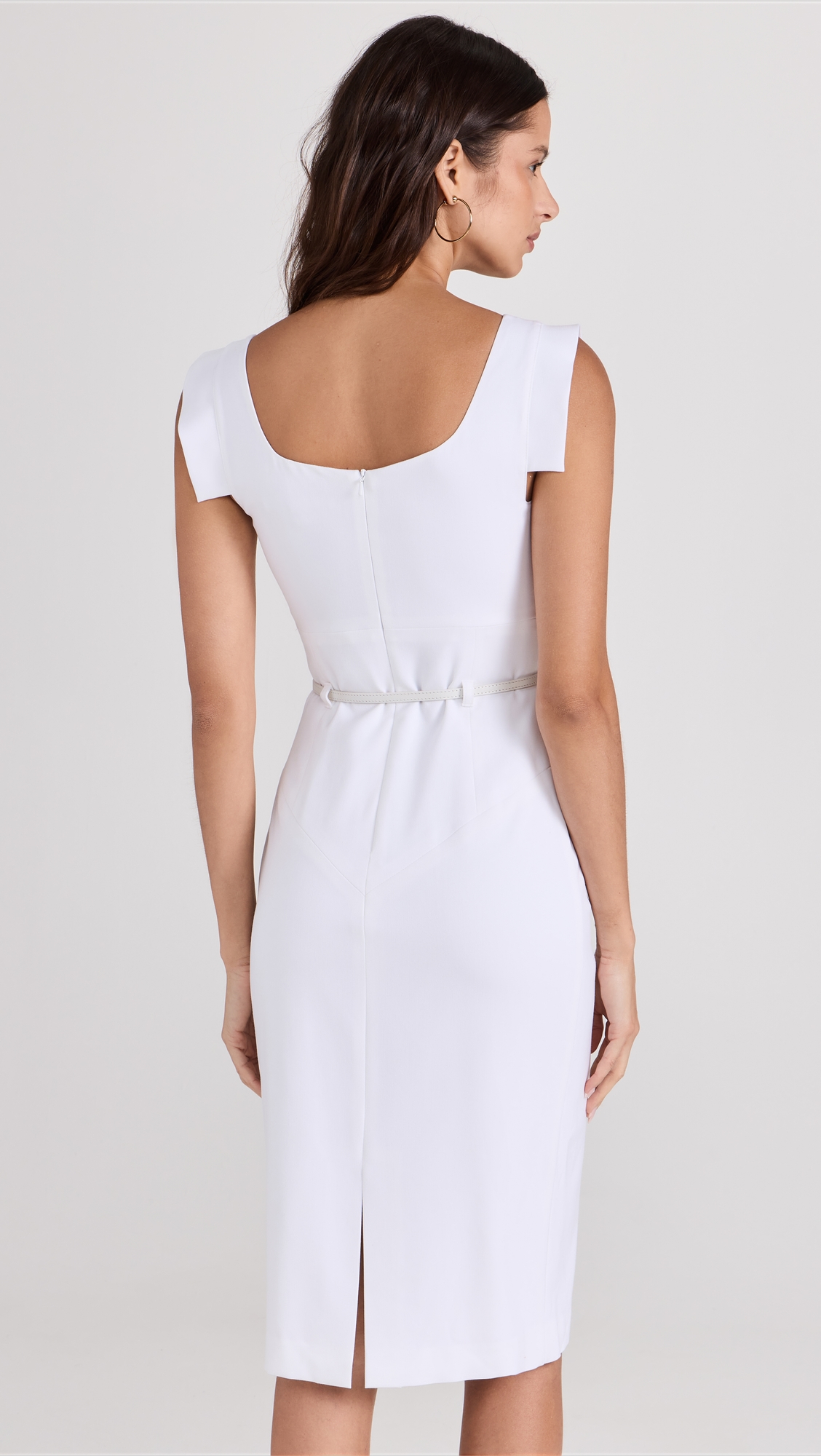 Jackie O Belted Dress White