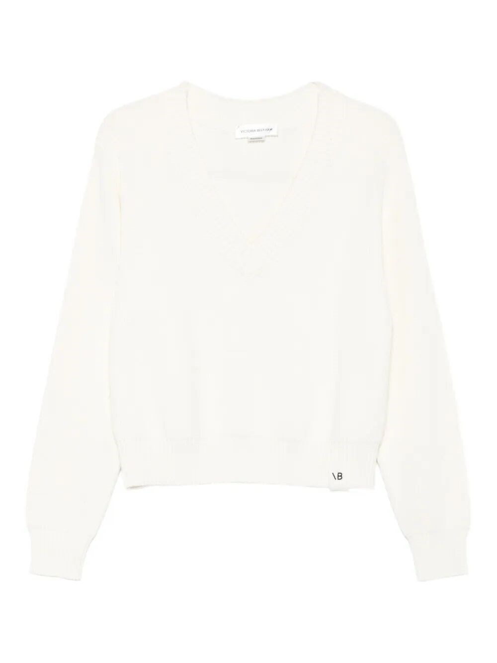 Relaxed Fit V-Neck Cotton Blend Sweater