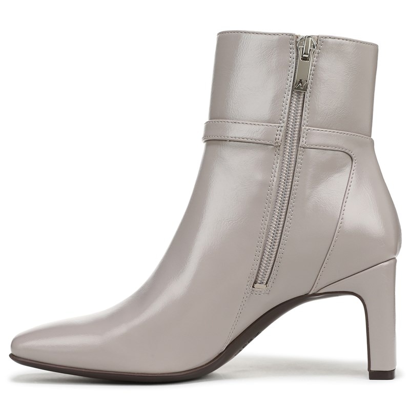 Nanette Ankle Bootie Boots, Soft Milk Grey Faux Leather