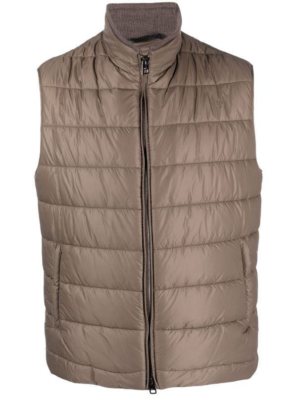 Padded Down Vest — Taupe