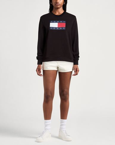 Woman Sweatshirt Black Size M Cotton