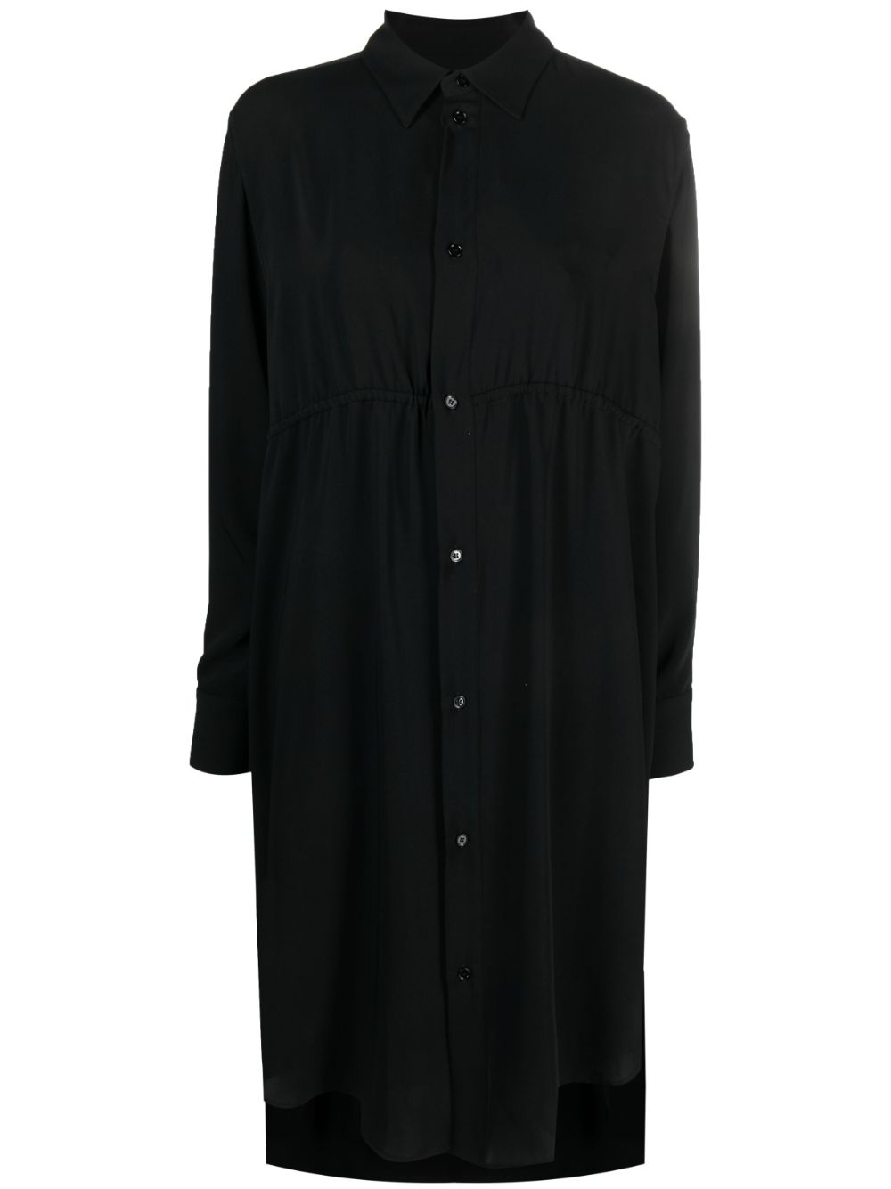 Drawstring-waist shirt dress - Black