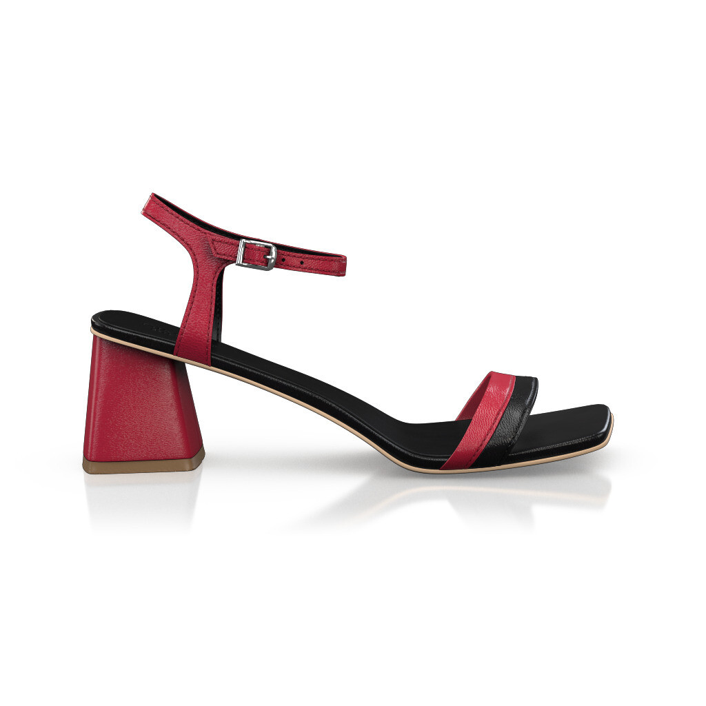 Absatz Schuhe für Damen - Handgemacht in Italien aus Naturleder Rot - Selbst gestalten, Mittlerer Absatz, Schnallen - GIROTTI