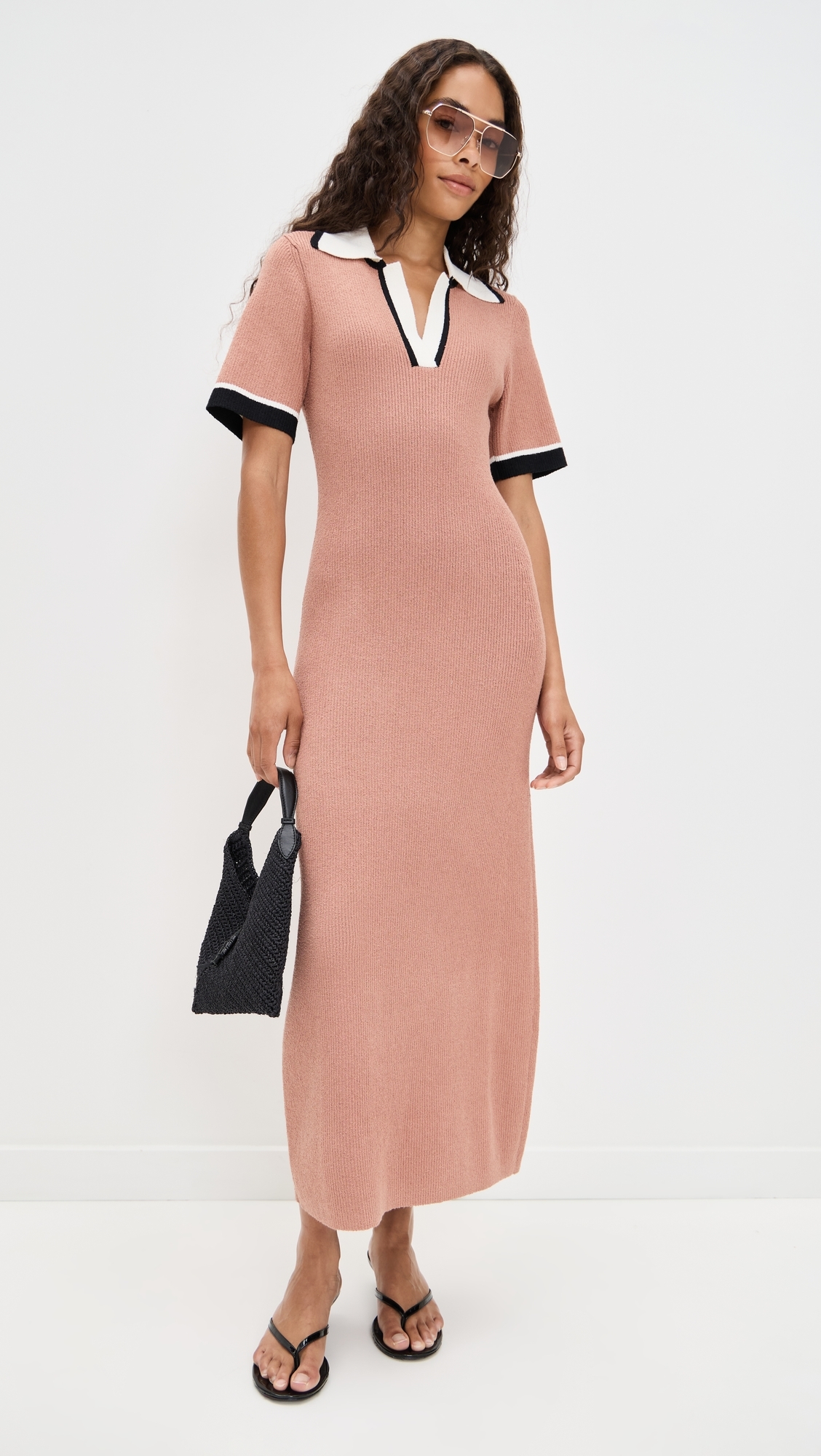 Boucle Polo Dress Cabernet