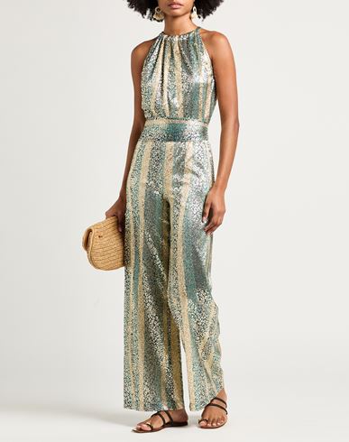 Woman Jumpsuit Green Size 6 Polyester, Metallic fiber