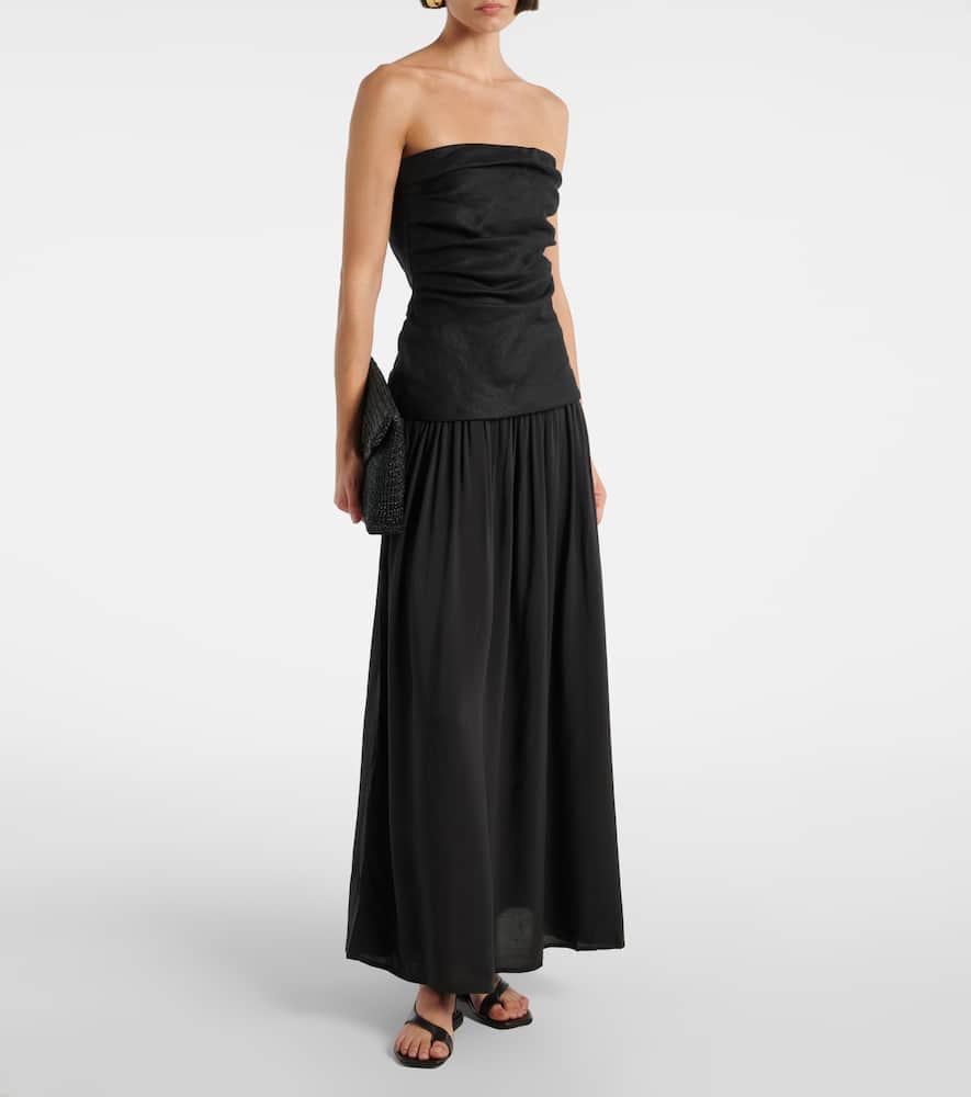 Hedy strapless linen maxi dress