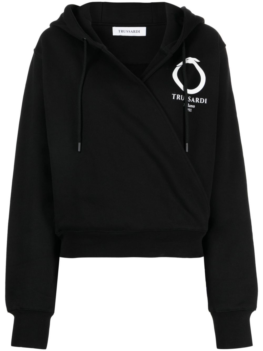 Logo-print cotton hoodie - Black