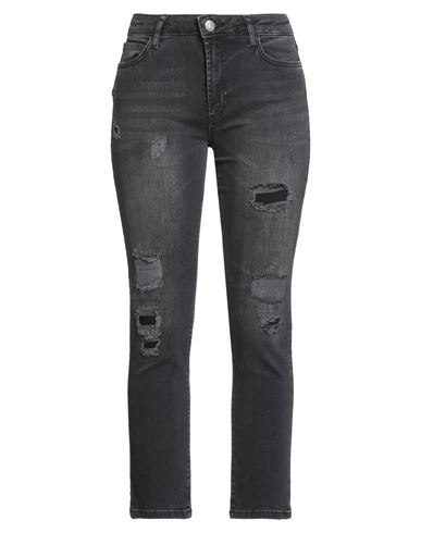 Woman Jeans Black Size 26 Cotton, Elastane
