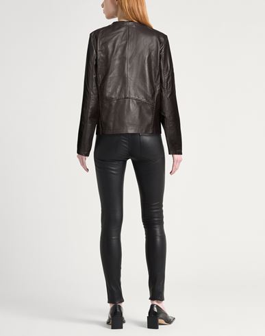 Woman Jacket Dark brown Size 10 Lambskin