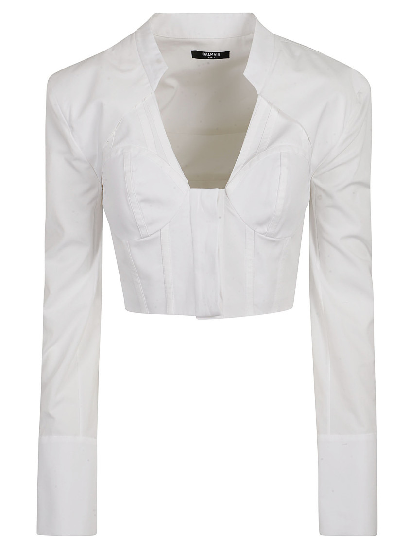 Poplin lingerie cropped shirt Woman