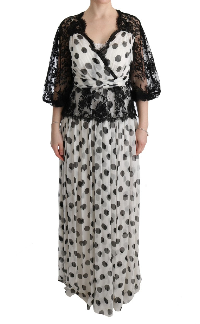 Polka-Dot Silk Dress — White