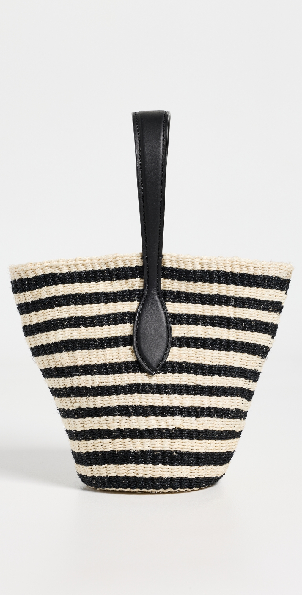 Single Handle Basket Tote Black/Cream Stripe One Size