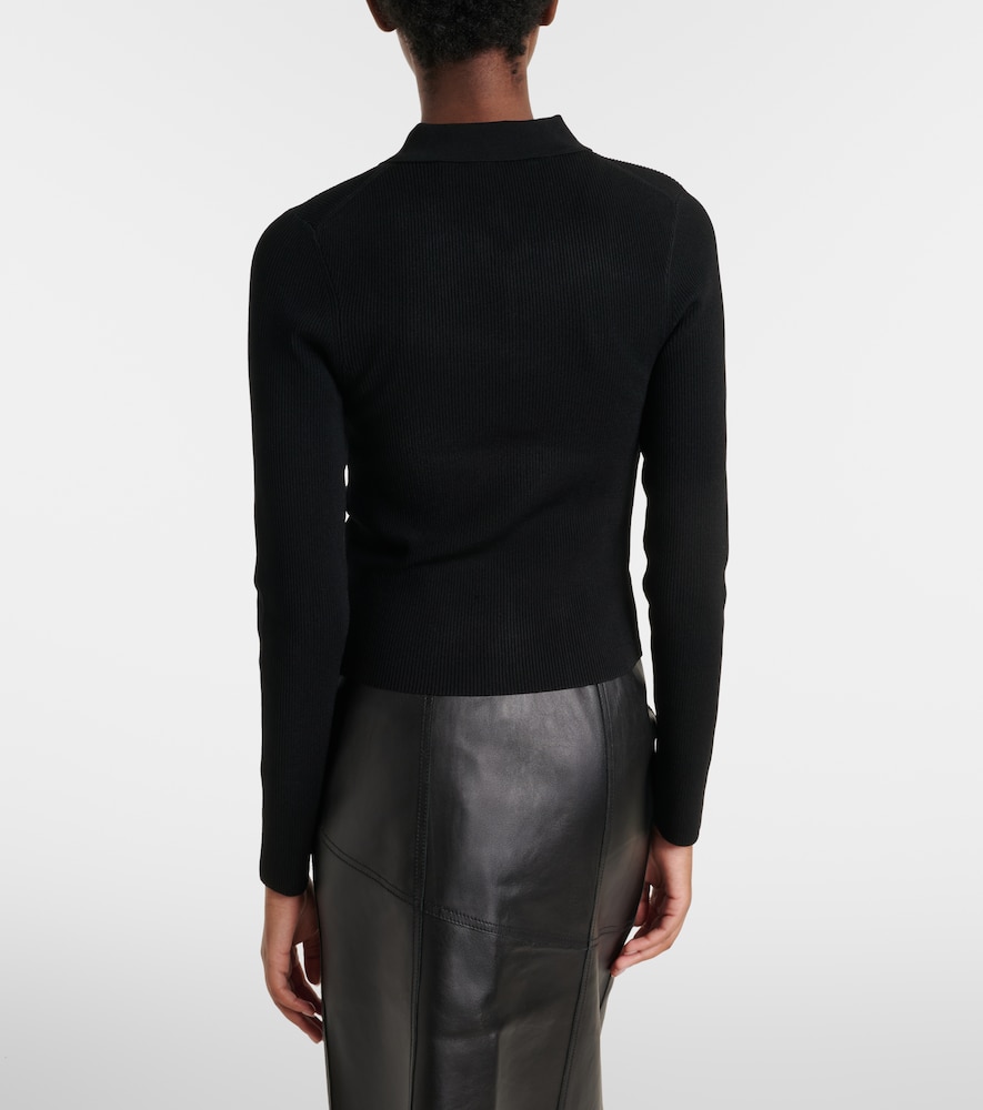 Mila ribbed-knit zip-up top