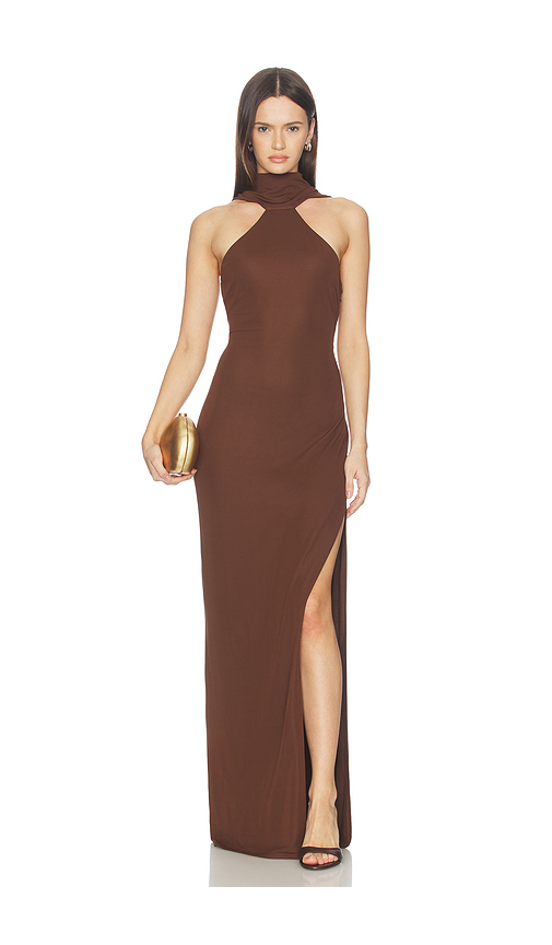 NBD Renata Gown in Brown. L. Also in XXS, XS, S