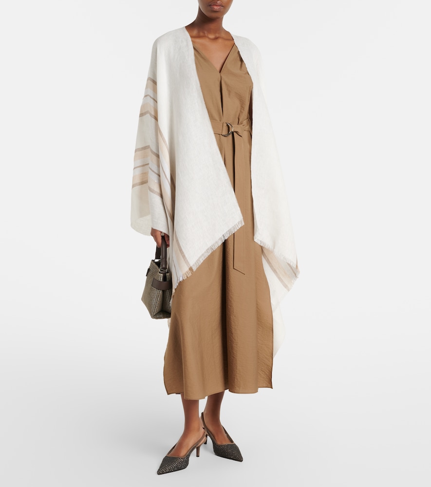 Striped linen, cashmere, and silk scarf