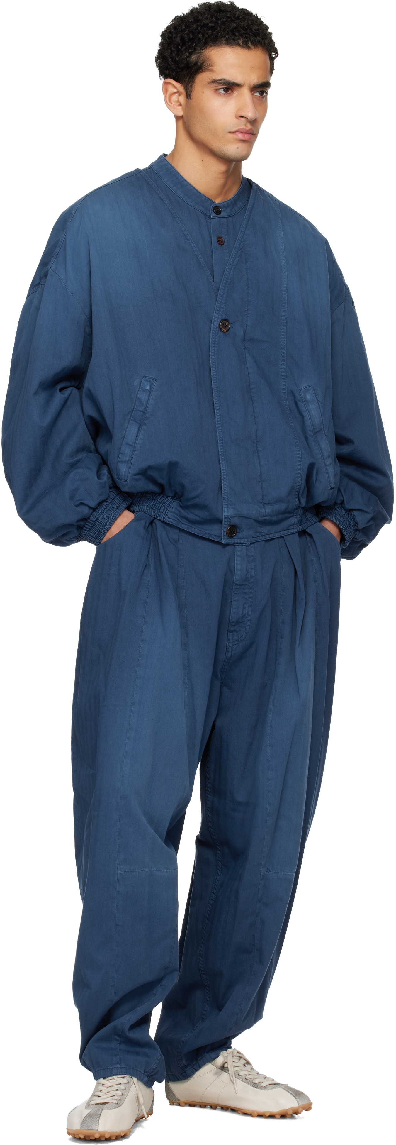 Blue Pleated Jeans