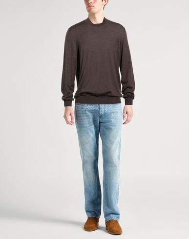 Man Sweater Dark brown Size 44 Virgin Wool