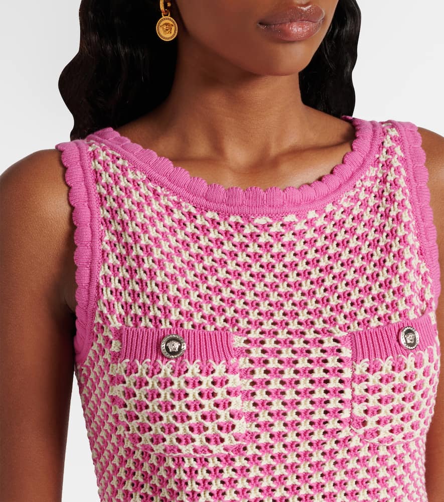 Crochet cotton-blend crop top