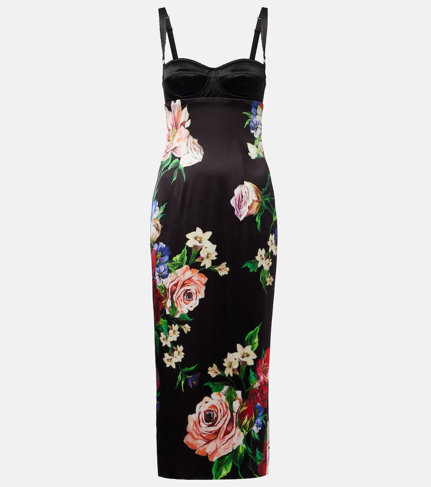 Floral satin midi dress