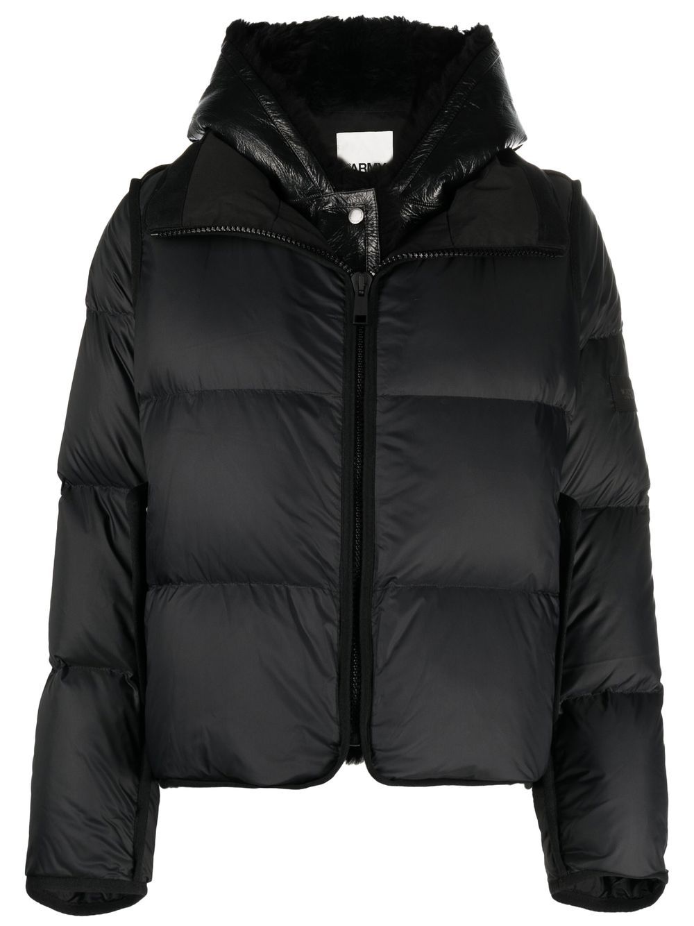 Logo-patch puffer coat - Black