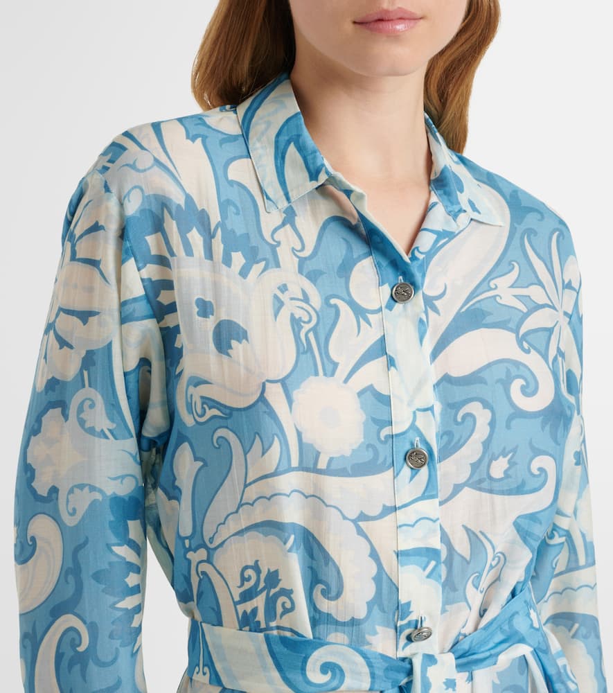 Paisley cotton and silk shirt dress