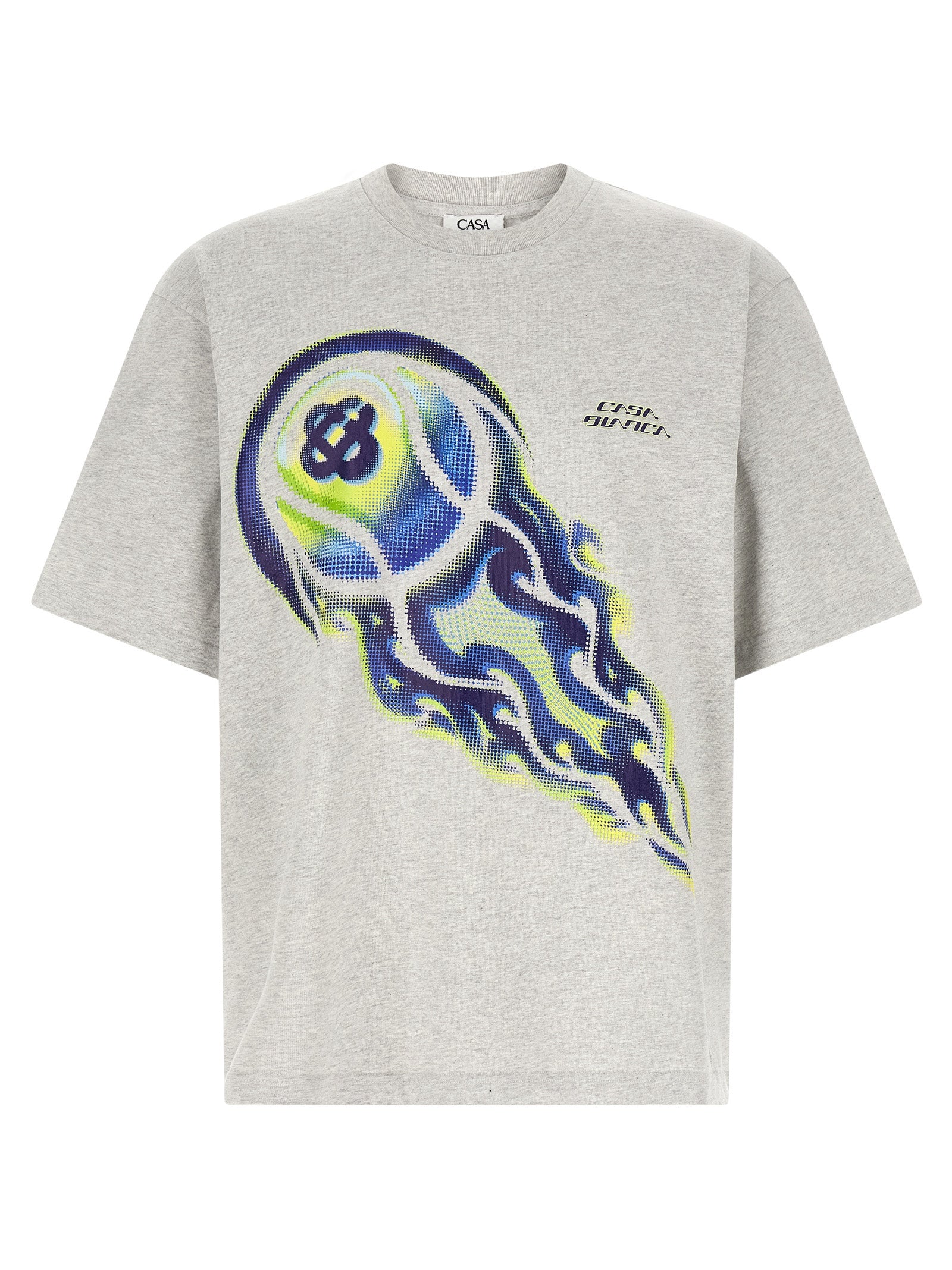 Graphic Flaming Tennis Ball T-Shirt — Gray
