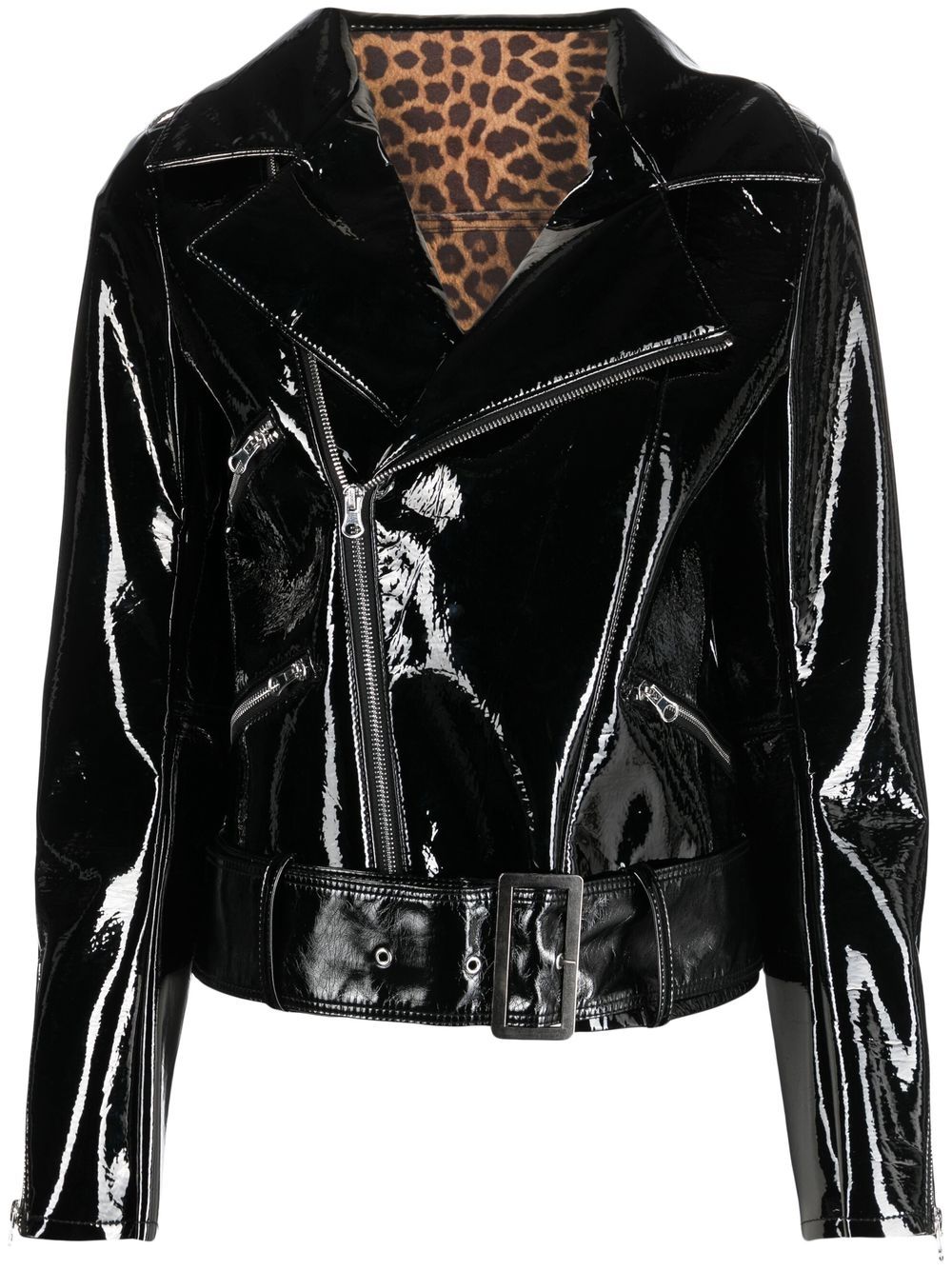 Glossy faux leather jacket - Black