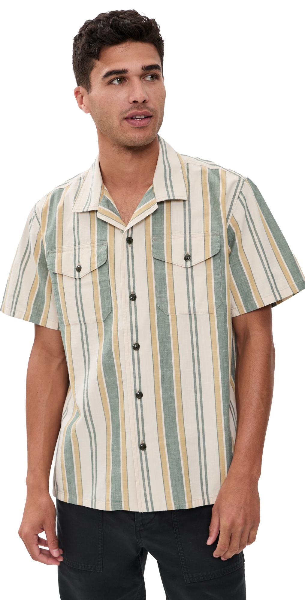 Short Sleeve Chambray Camp Shirt Natural/Khaki